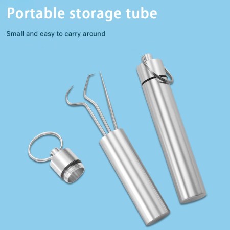Portable Stainless Steel Tooth Pick Sticks with Key Rings