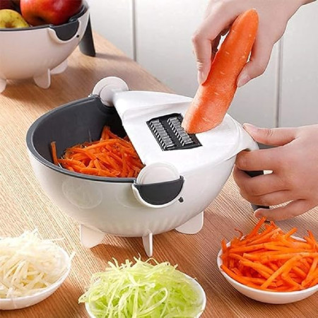 9 in 1 Multi-function Magic Rotate Vegetable Cutter with Drain Basket