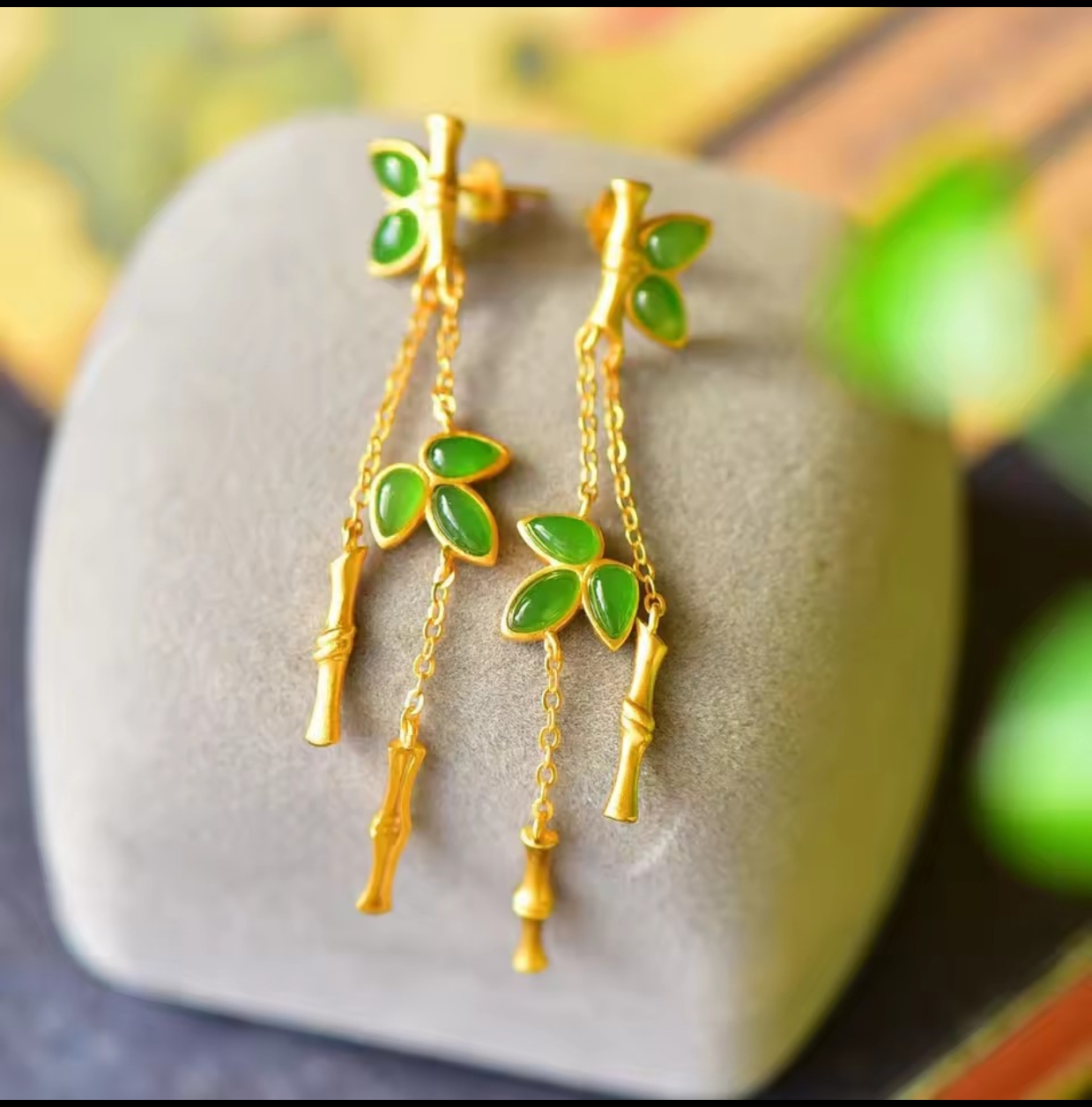 Jasper Bamboo Earrings